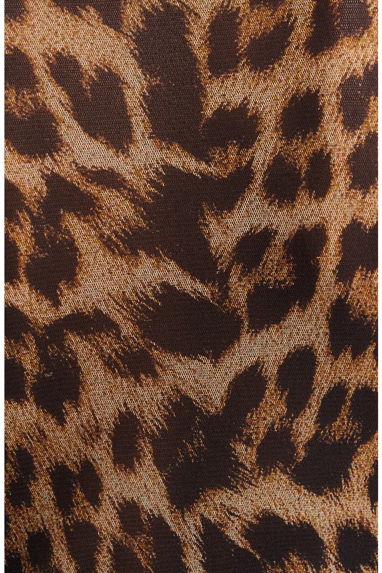 Leopard Print Long Sleeve Mesh Top, Alternate, color, BEIGE/ BROWN/ DARK BROWN