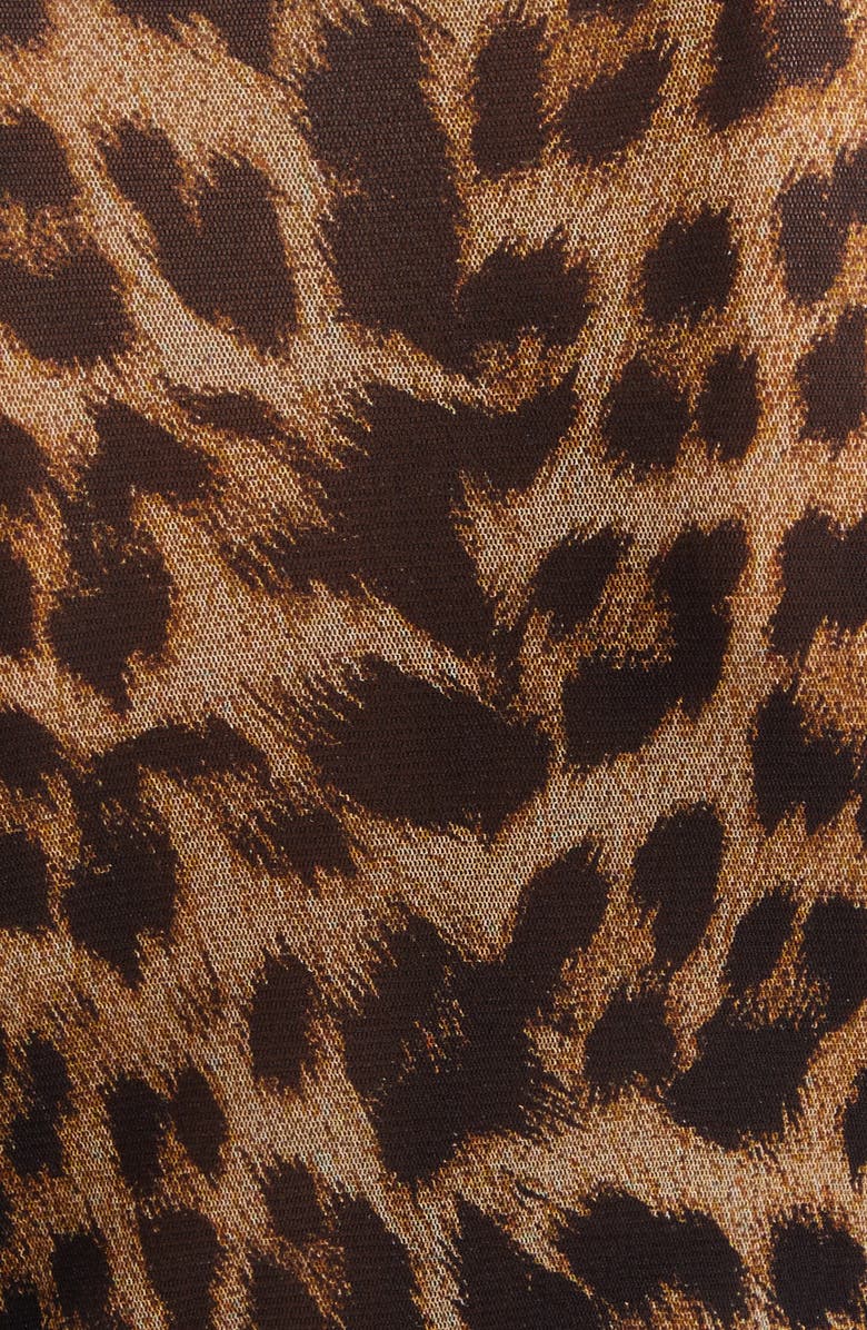 Jean Paul Gaultier Leopard Print Long Sleeve Mesh Top, Alternate, color,