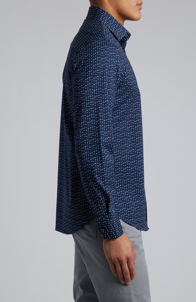 Bugatchi James OoohCotton<sup>®</sup> Golf Print Button-Up Shirt, Alternate, color, Navy
