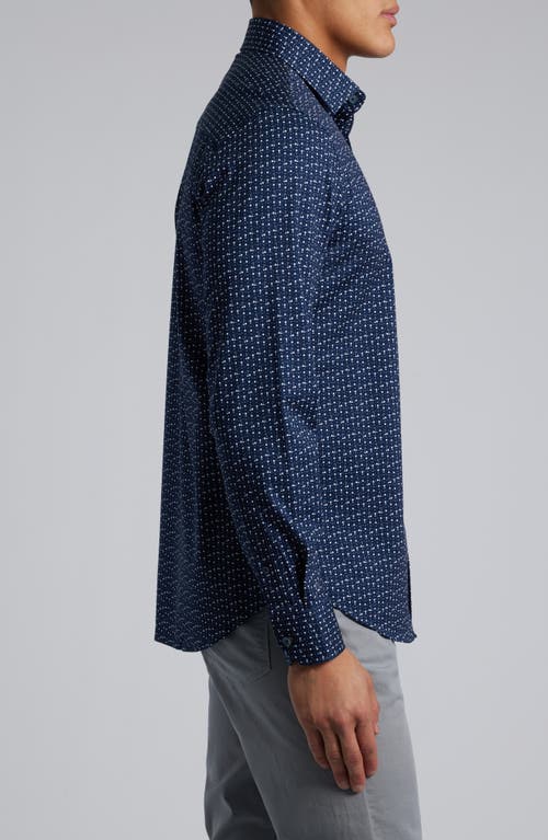 Bugatchi James Ooohcotton® Golf Print Button-up Shirt In Navy