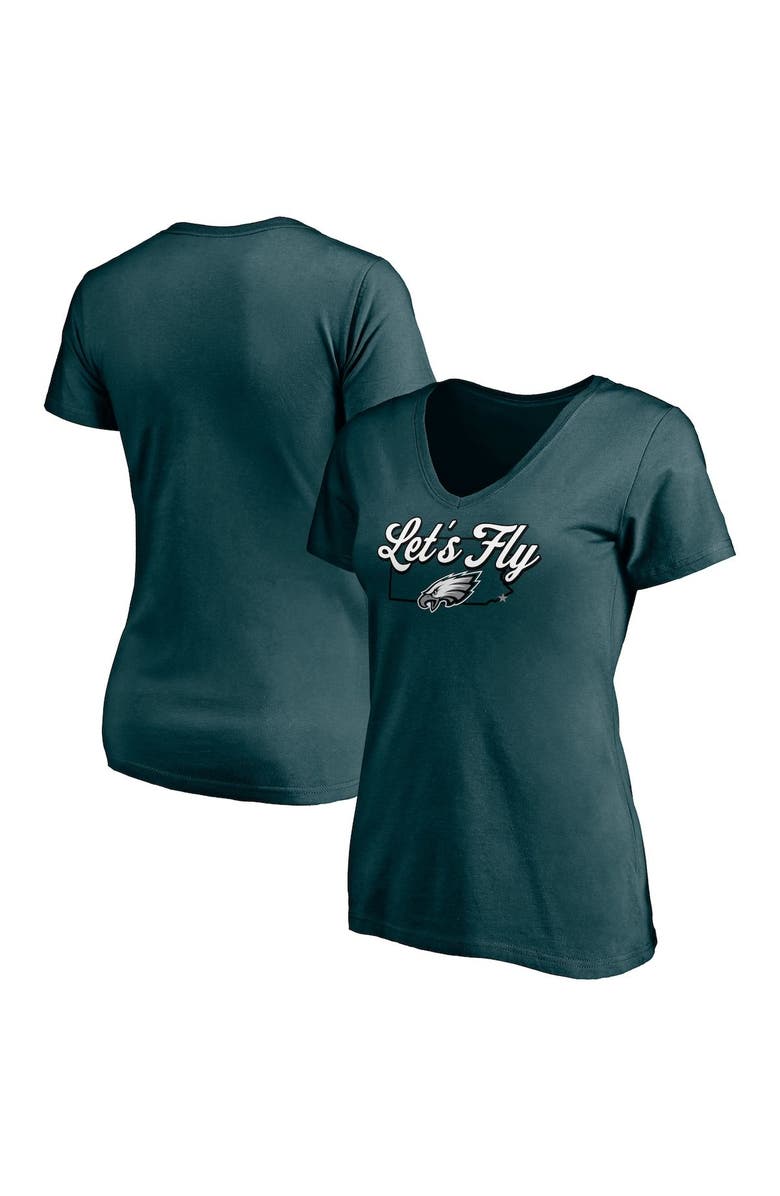 FANATICS Women's Fanatics Branded Midnight Green Philadelphia Eagles Hometown Collection Wildcat V-Neck T-Shirt, Main, color, 