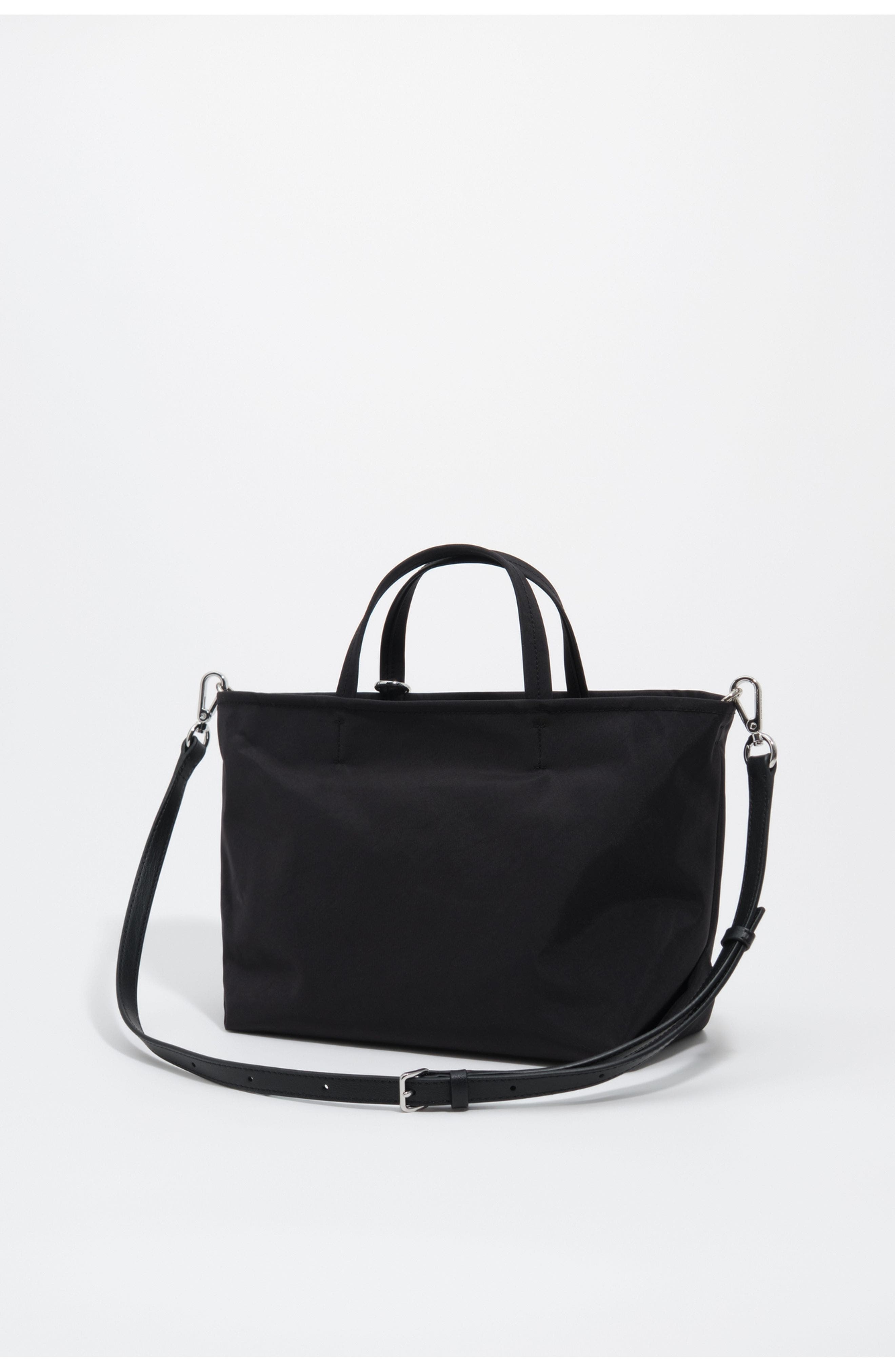 Medium Nylon Shopper Bag, Alternate, color, BLACK