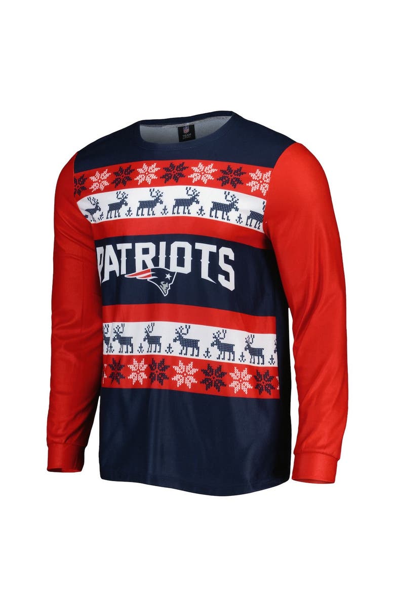 FOCO Men's FOCO Navy New England Patriots Team Ugly Pajama Set, Alternate, color, 