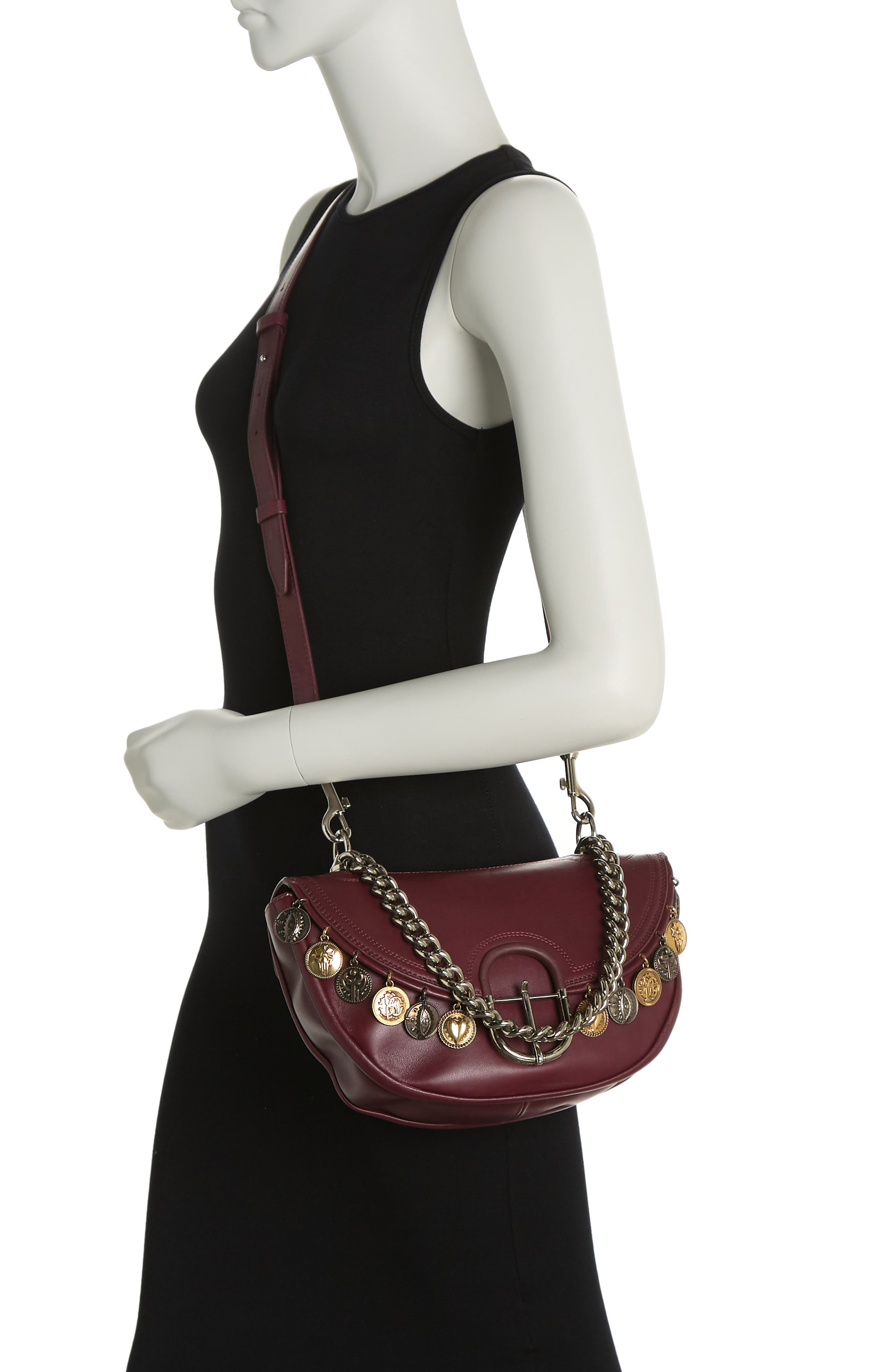 Roberto Cavalli Leather Coin Trim Crossbody Bag (Women) | Nordstromrack