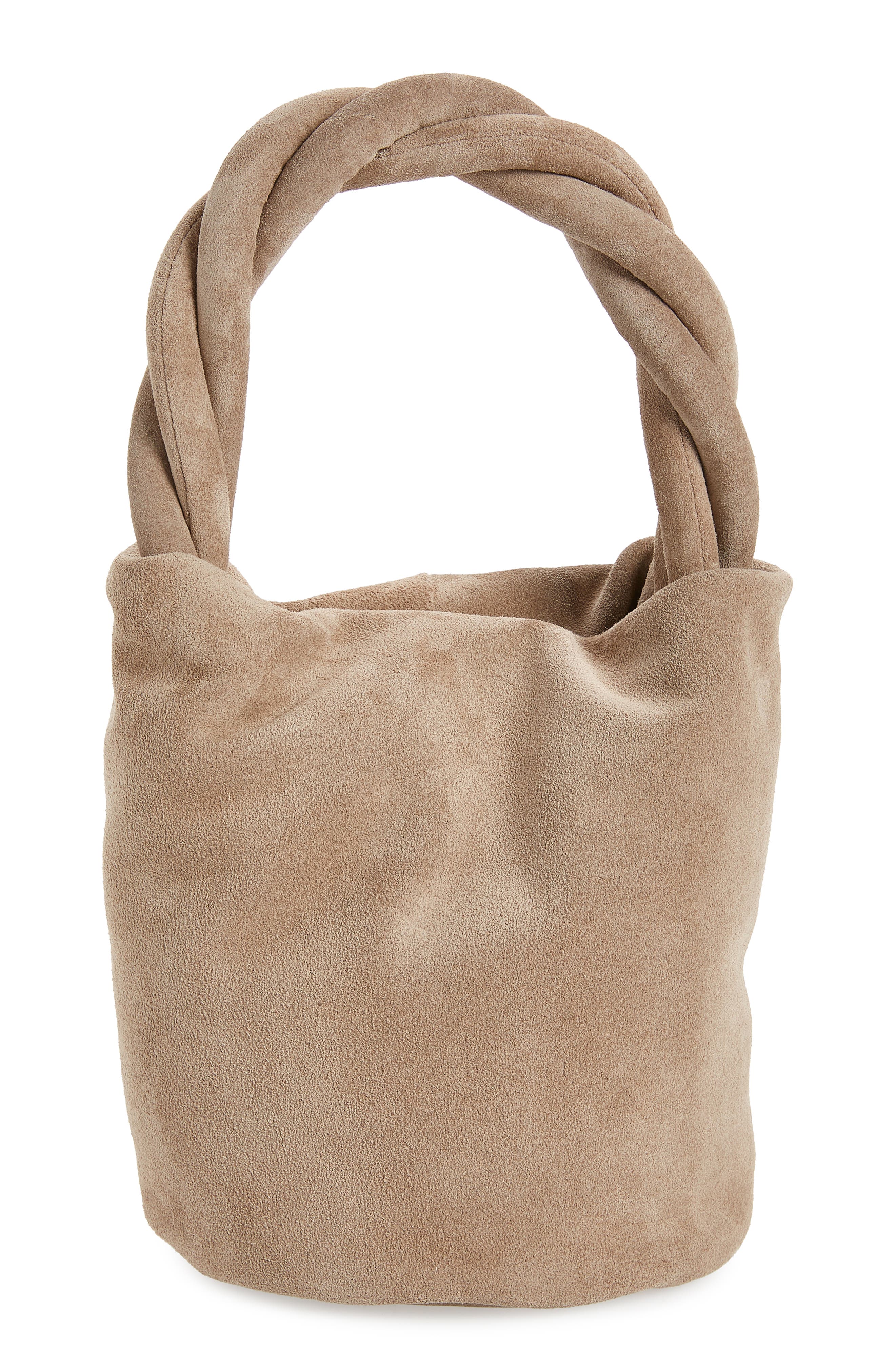 Mini Johanna Suede Bucket Bag, Main, color, STONE