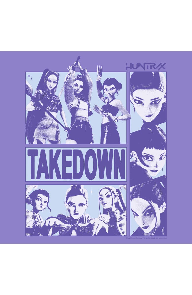 KPop Demon Hunters Men's KPop Demon Hunters Takedown Huntrix Logo  Graphic T-Shirt, Alternate, color, Violet