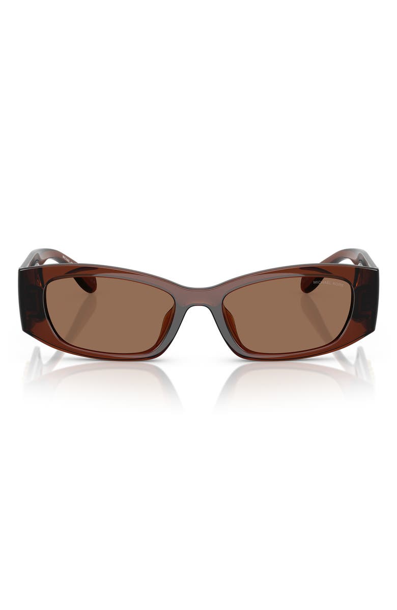 Michael Kors 52mm Rectangular Sunglasses, Main, color, Brown Transparent / Brown