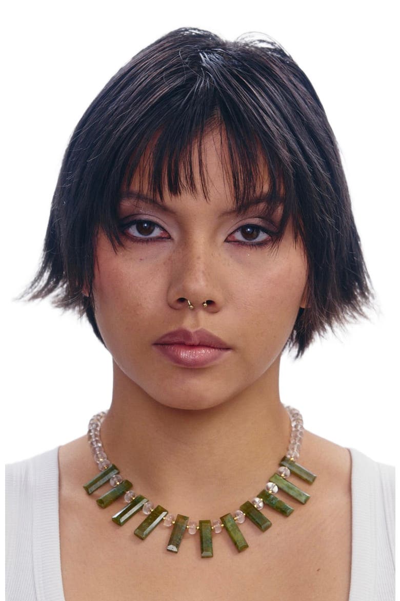 Queen Green Quartz Aventurine Gold Plated Necklace, Alternate, color, Green