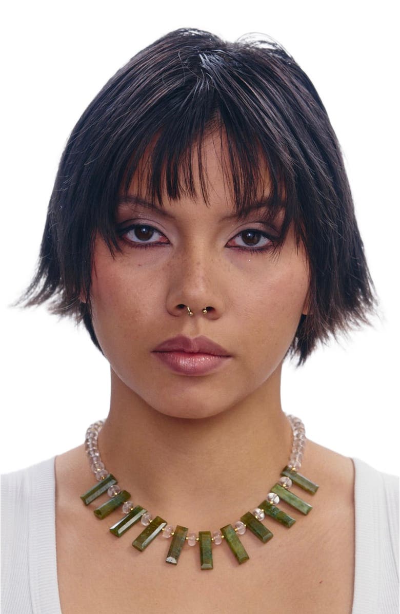 SHOP SPICY DAN Queen Green Quartz Aventurine Gold Plated Necklace, Alternate, color, Green