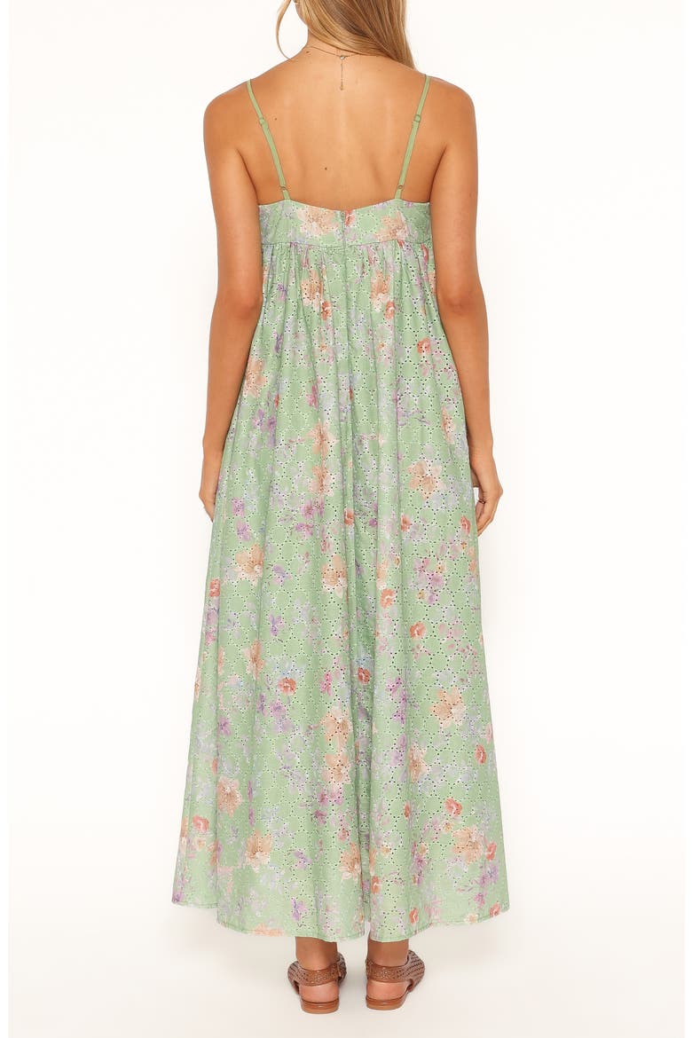 Alyah Floral Eyelet Maxi Dress, Alternate, color, GREEN FLORAL