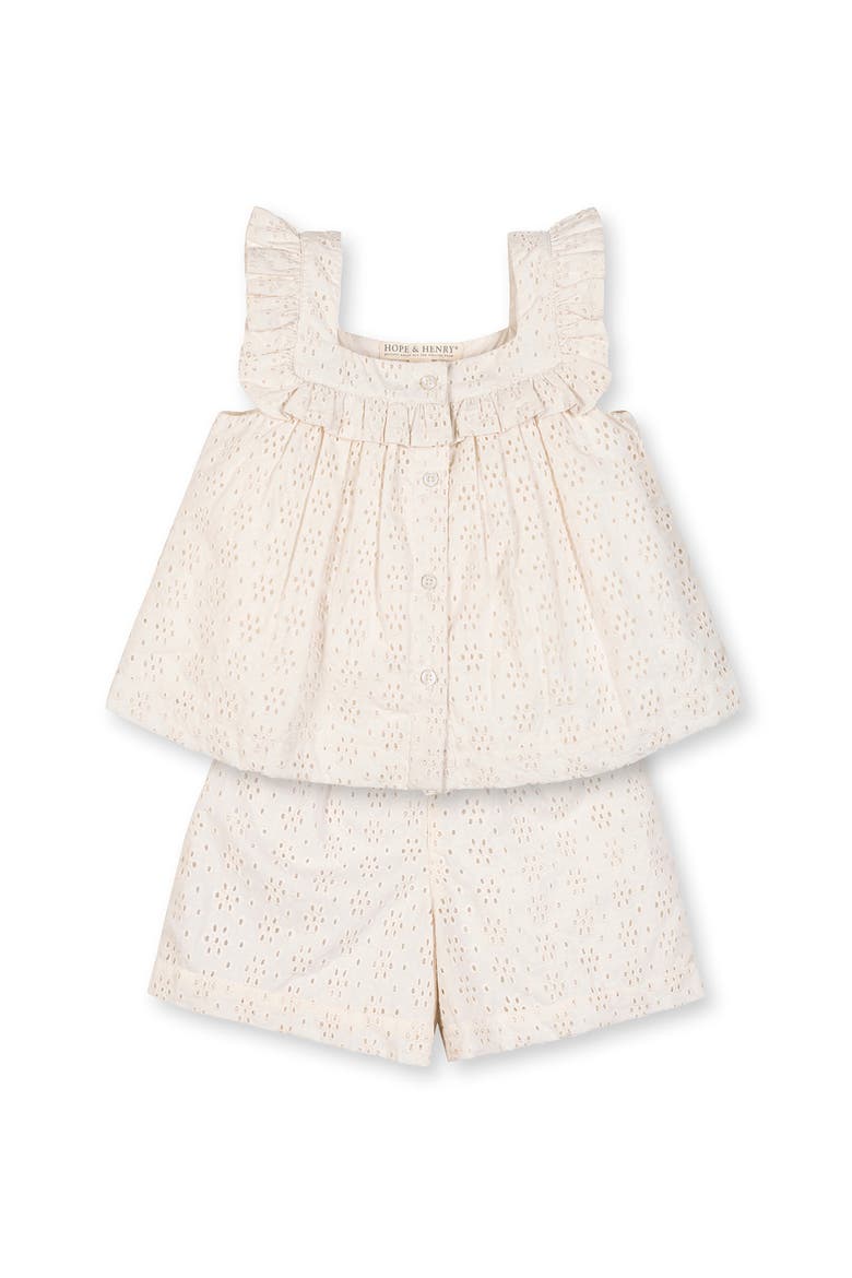 Kids' Organic Eyelet Tank and Short Set, Main, color, Natural Eyelet