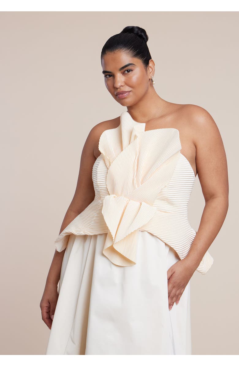 ELOQUII Petal Bodice Gown, Alternate, color, White Swan