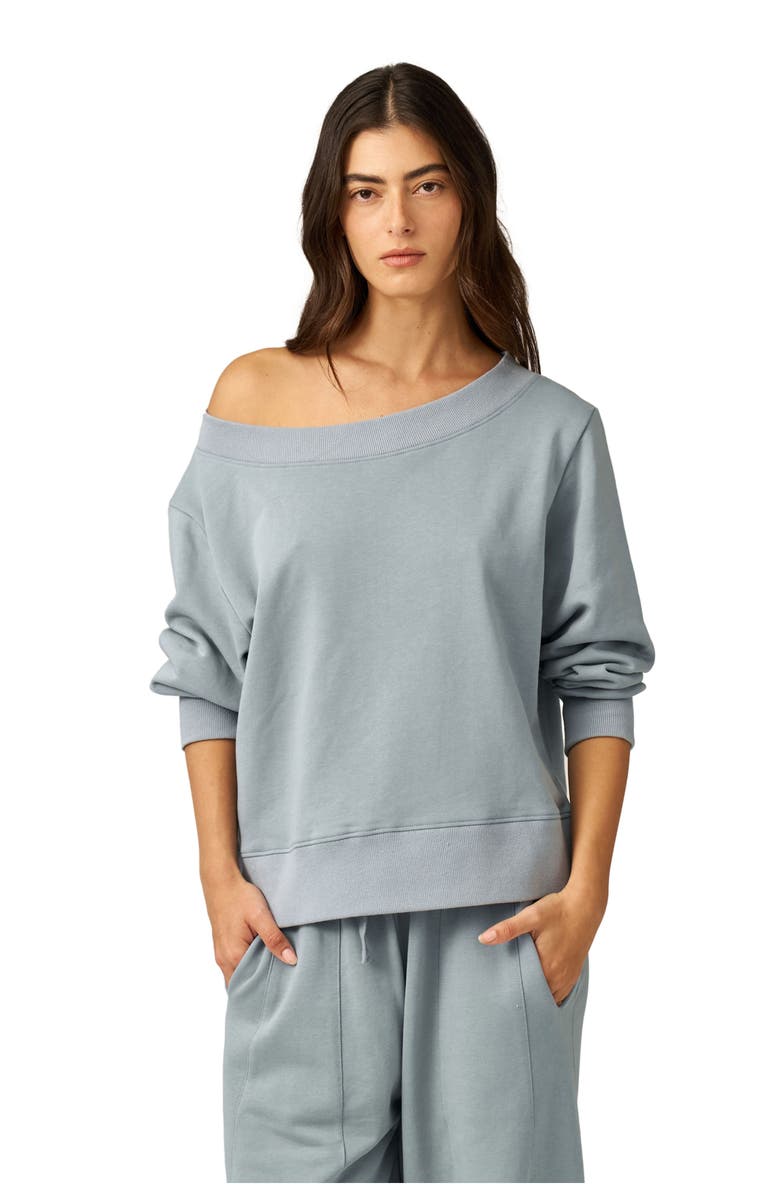 Gottex Beach Life Cozy Coast Airport Off the Shoulder Sweatshirt, Main, color, Light-Blue