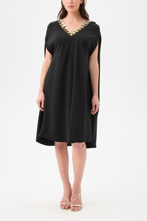 Masquerade 3 Embellished Cape Sleeve Dress