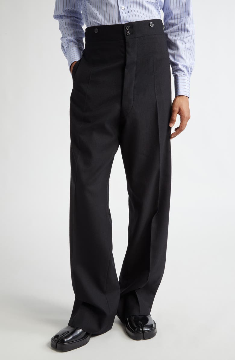 Maison Margiela High Waist Wool Trousers, Main, color, 