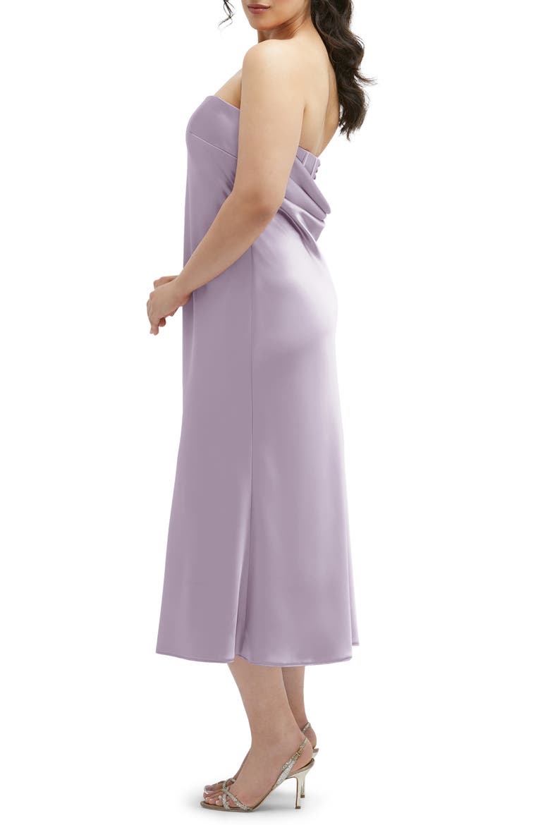 Strapless Charmeuse Midi Cocktail Dress, Alternate, color, LILAC HAZE