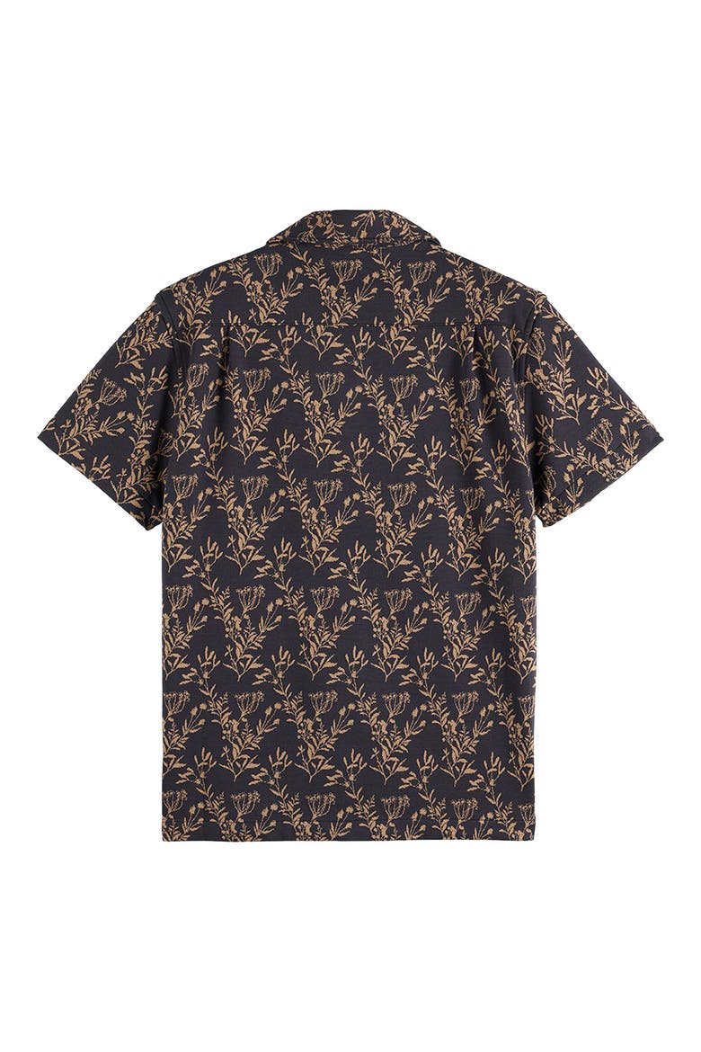 Berry Jacquard Short Sleeve Button-Up Shirt, Alternate, color, CHARCOAL ART