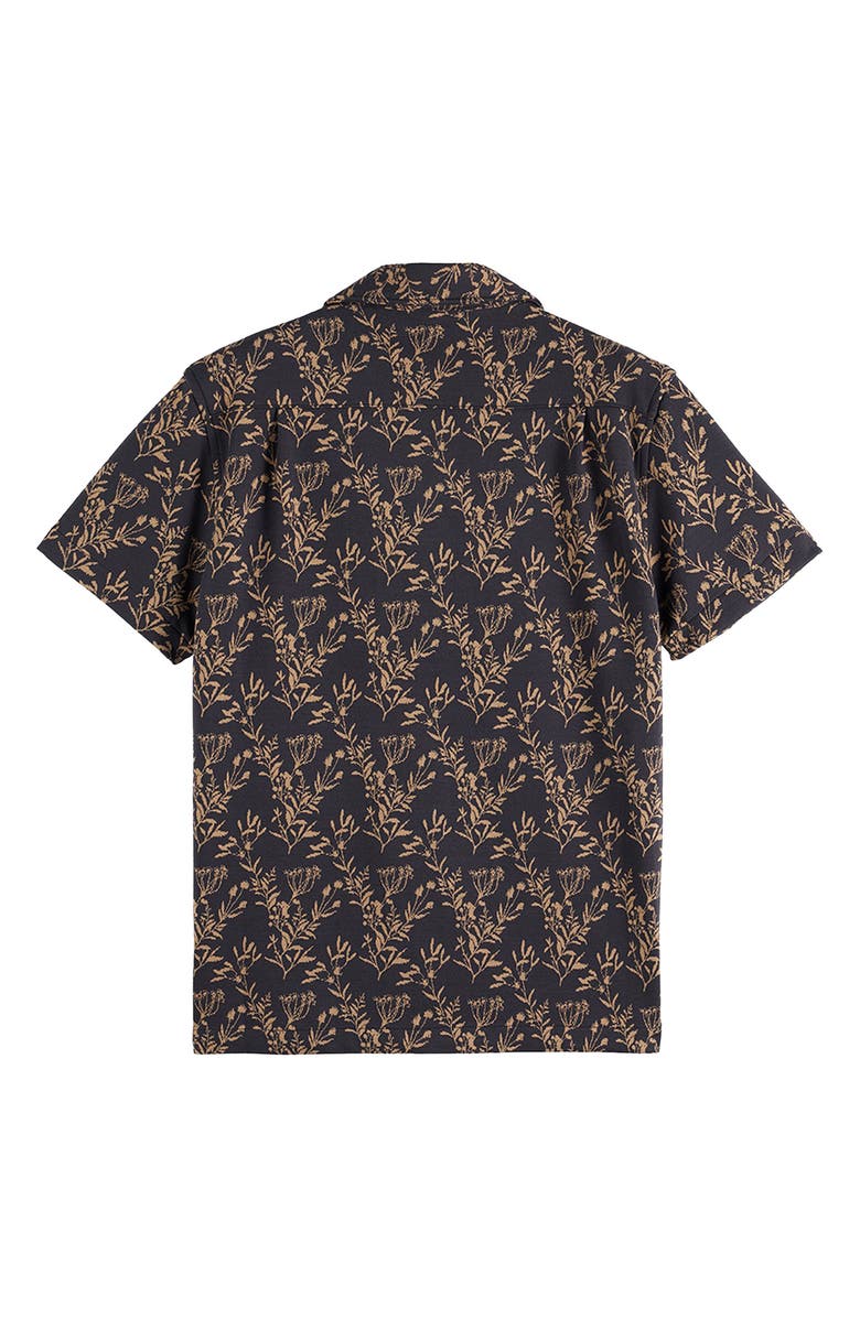 Scotch & Soda Berry Jacquard Short Sleeve Button-Up Shirt, Alternate, color, Charcoal Art