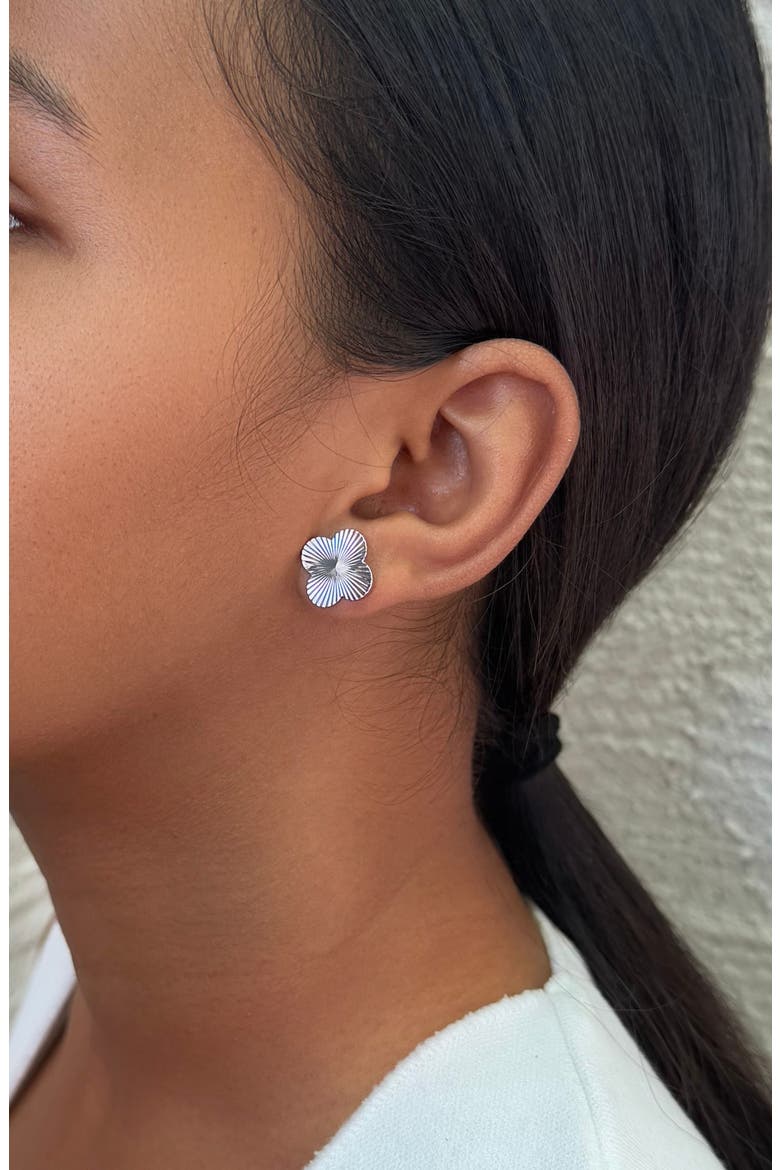 Prismatic Clover Stud Earrings, Alternate, color, SILVER