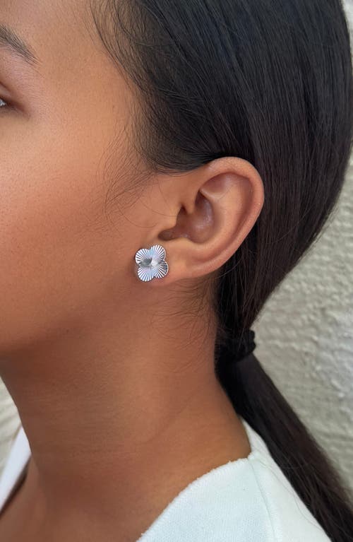 Adornia Silver Plated Prismatic Clover Stud Earrings In Silver
