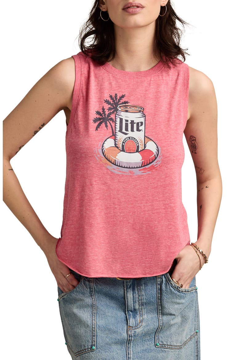 Miller Lite Floaty Graphic Tank, Main, color, CALYPSO CORAL