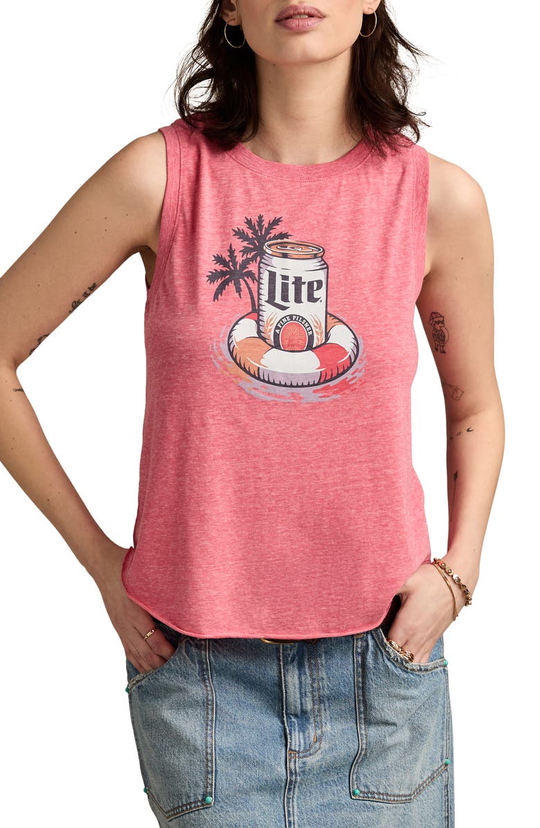 Lucky Brand Miller Lite Floaty Graphic Tank, Main, color, Calypso Coral