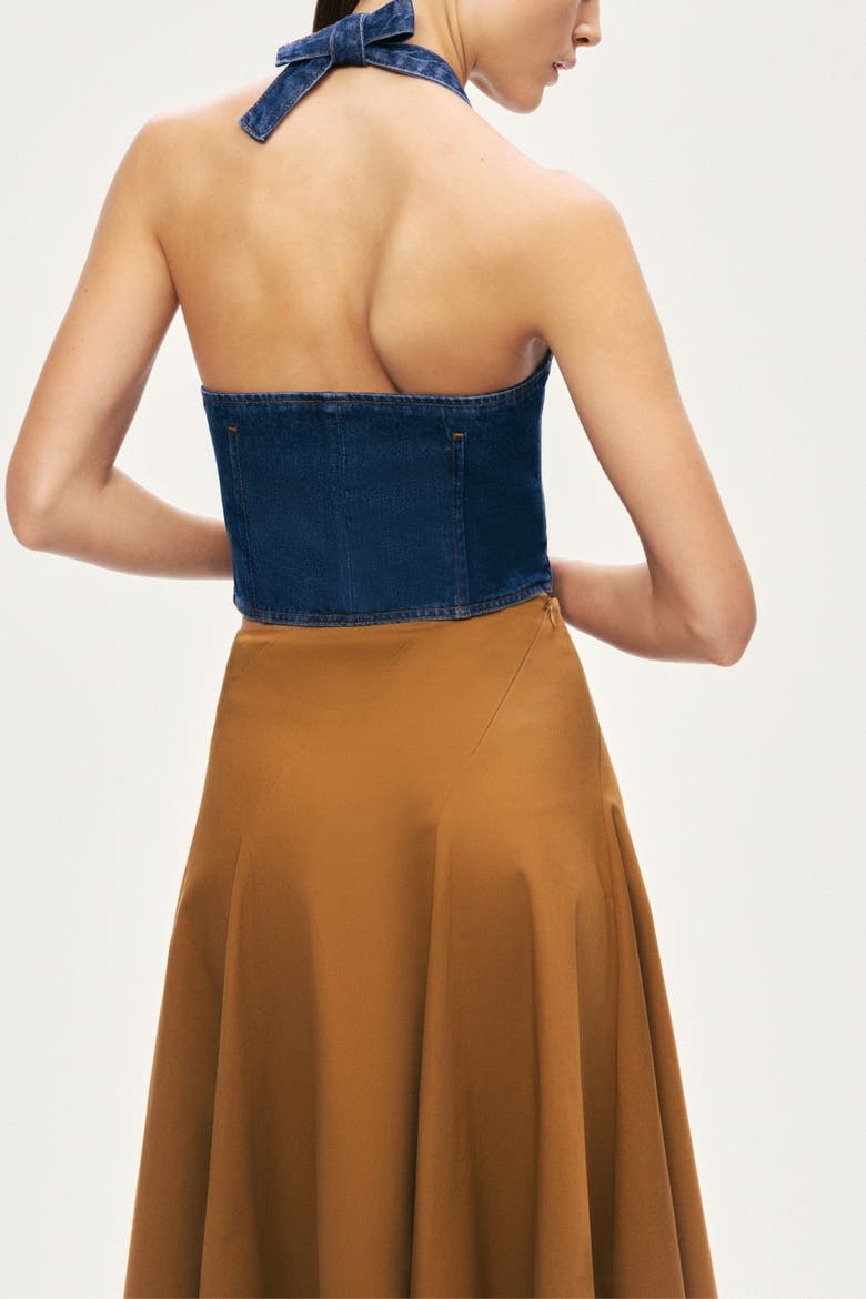 Halter Neck Denim Vest, Alternate, color, Navy Blue