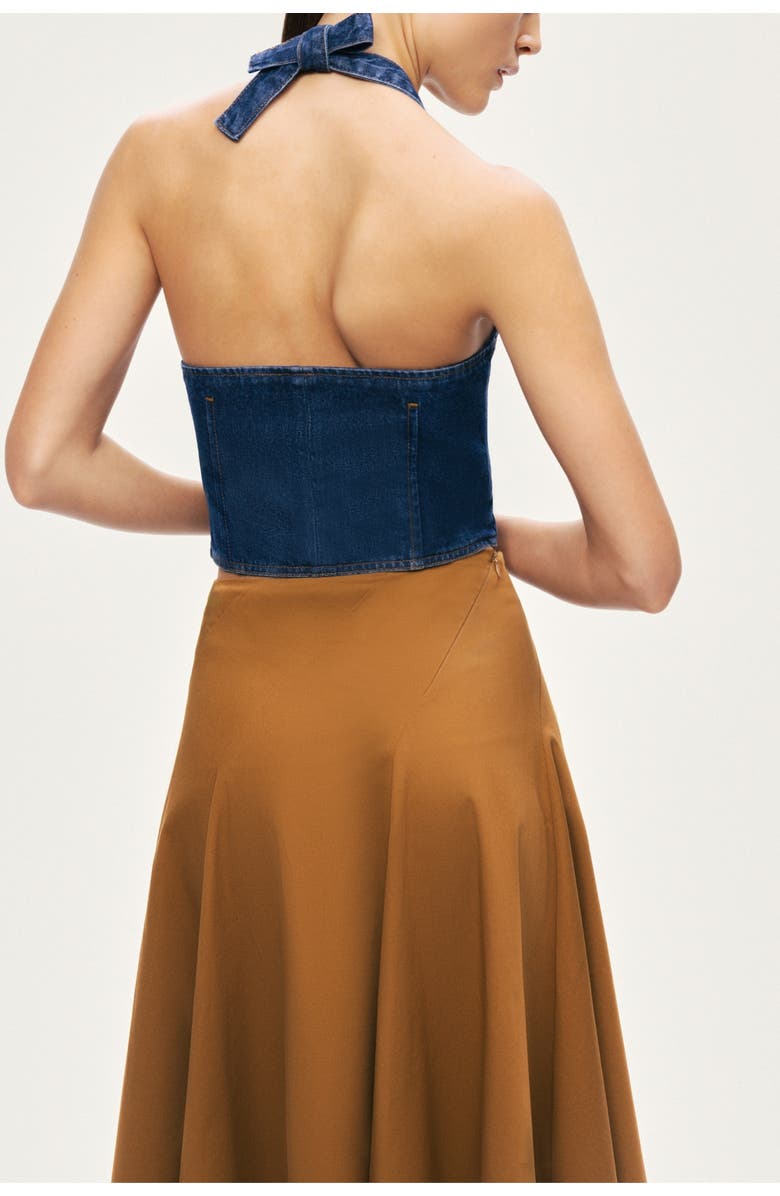 Nocturne Halter Neck Denim Vest, Alternate, color, Navy Blue