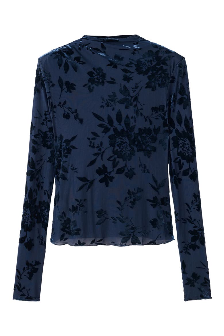 Burnout Mock Neck Top, Alternate, color, DARK NAVY