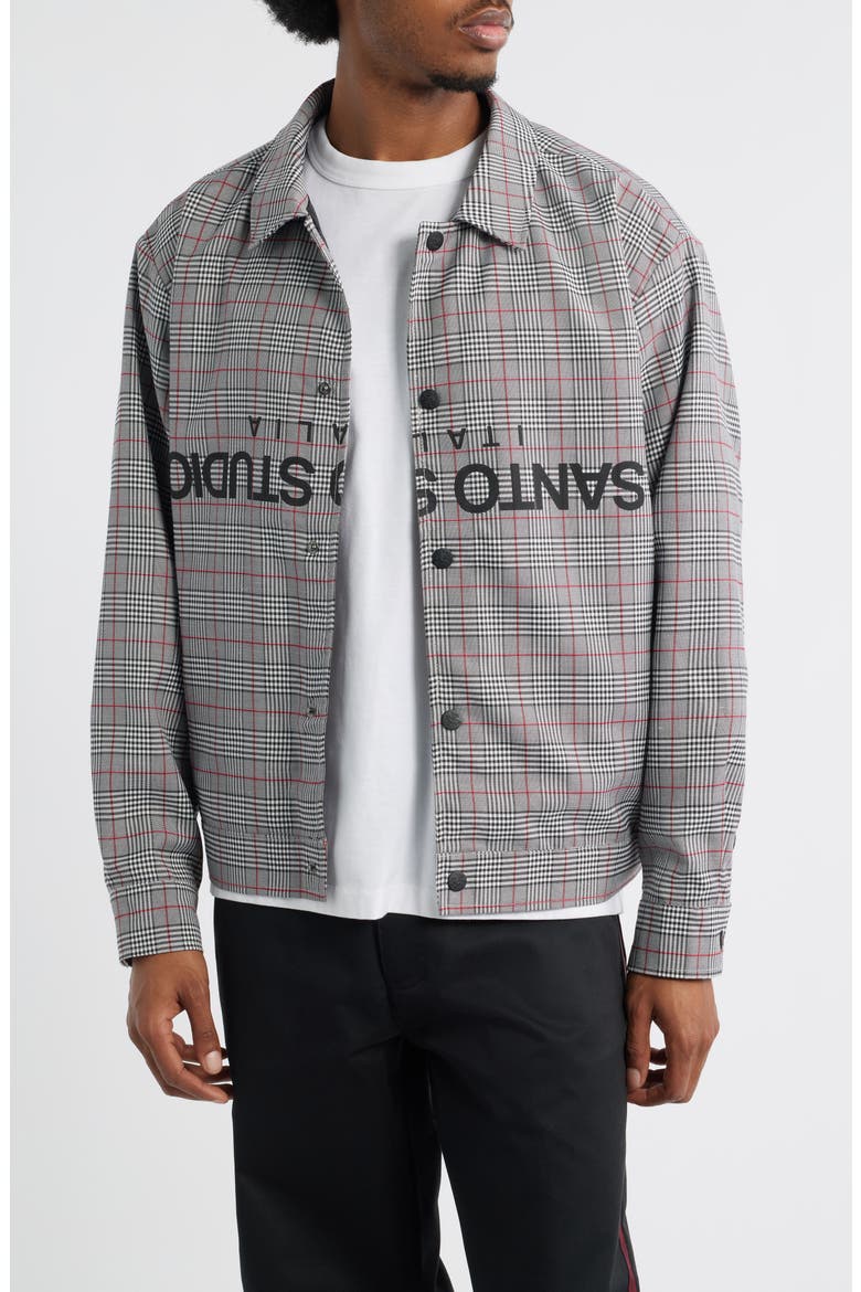 Bear Degidio Edition - Plaid Button-Up Shirt Jacket, Main, color, GREY