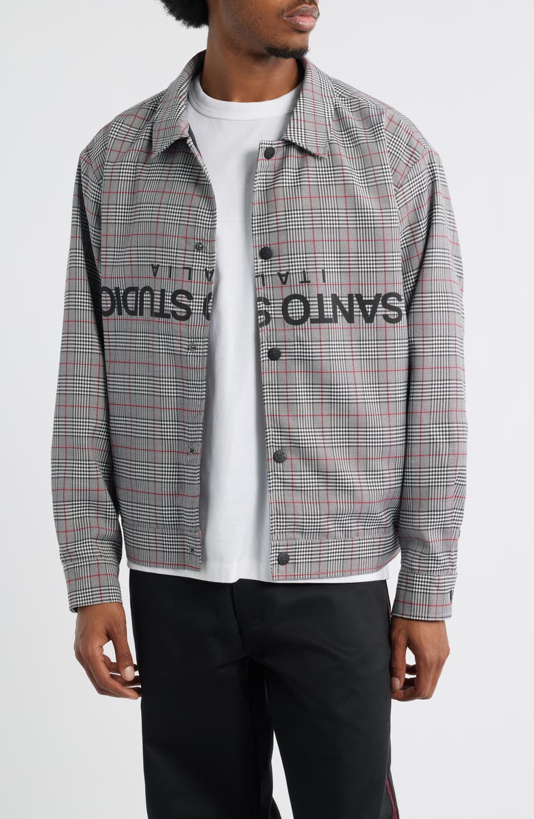 SANTO STUDIO Plaid Shirt Jacket, Main, color, Grey