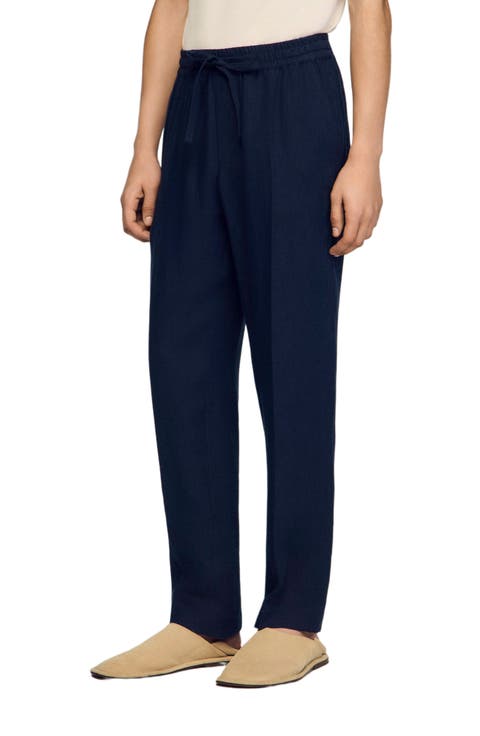 Straight-leg linen trousers