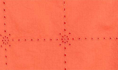 Caslonr Caslon(r) Eyelet Embroidered Cotton Popover Top In Coral Hot