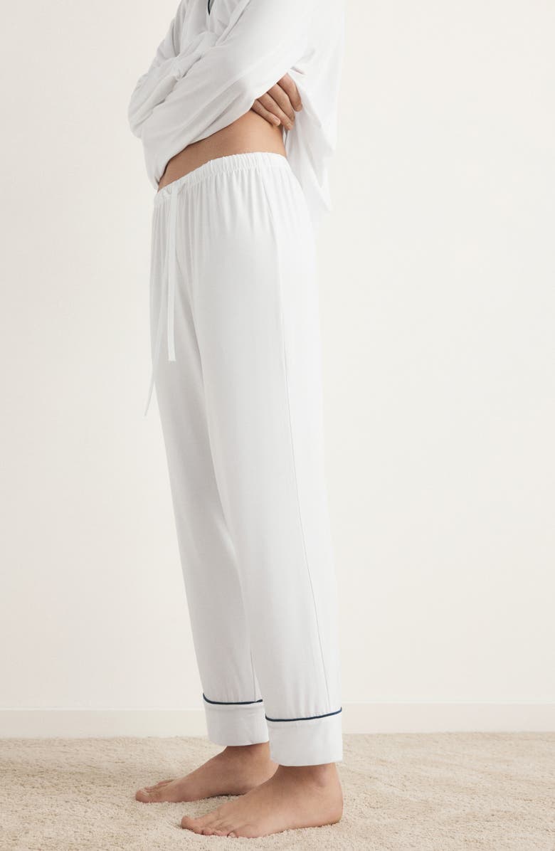 MANGO Piped Pajamas, Alternate, color, White