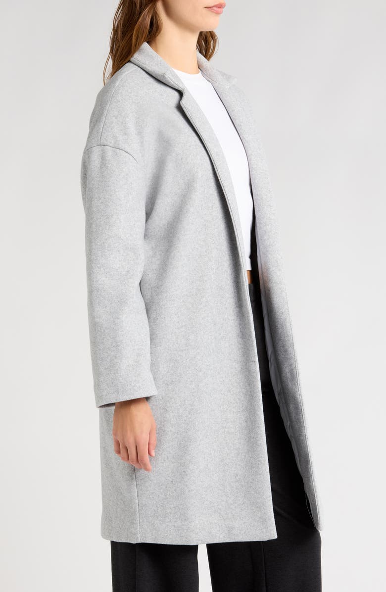 Vuori Soho Oversize Open Front Melton Overcoat, Alternate, color, Light Heather Grey
