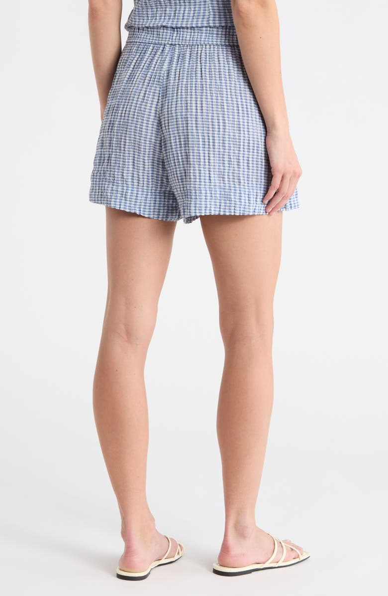 Melrose and Market Plaid Seersucker Drawstring Shorts, Alternate, color, Blue- Blue Mini Gingham