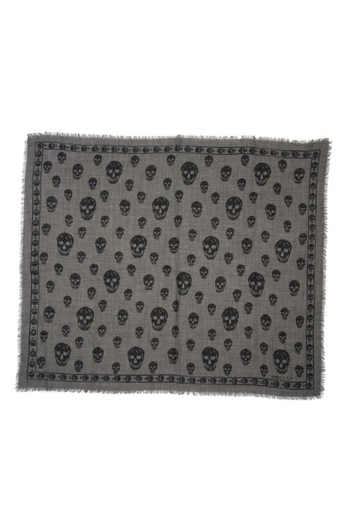 Alexander Mcqueen Mcqueen Skull Houndstooth Wool & Silk Fringe Scarf In Black/ivory