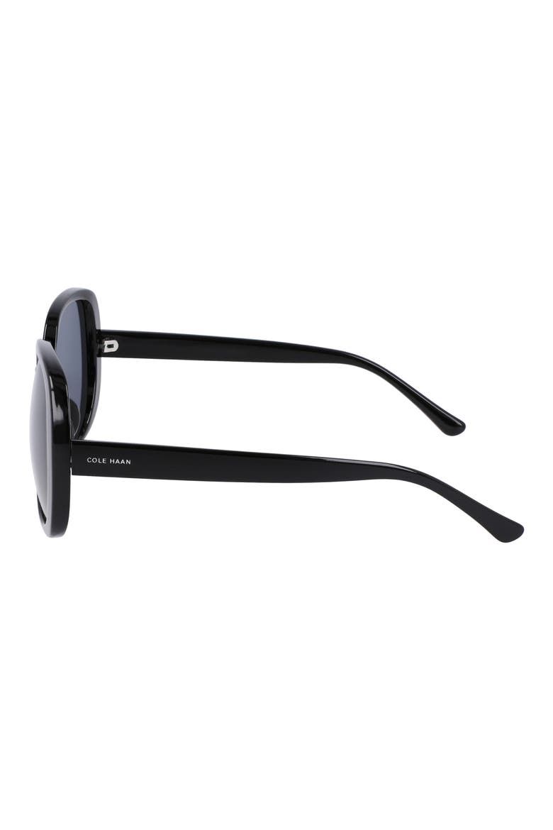 58mm Polarized Round Sunglasses, Alternate, color, BLACK