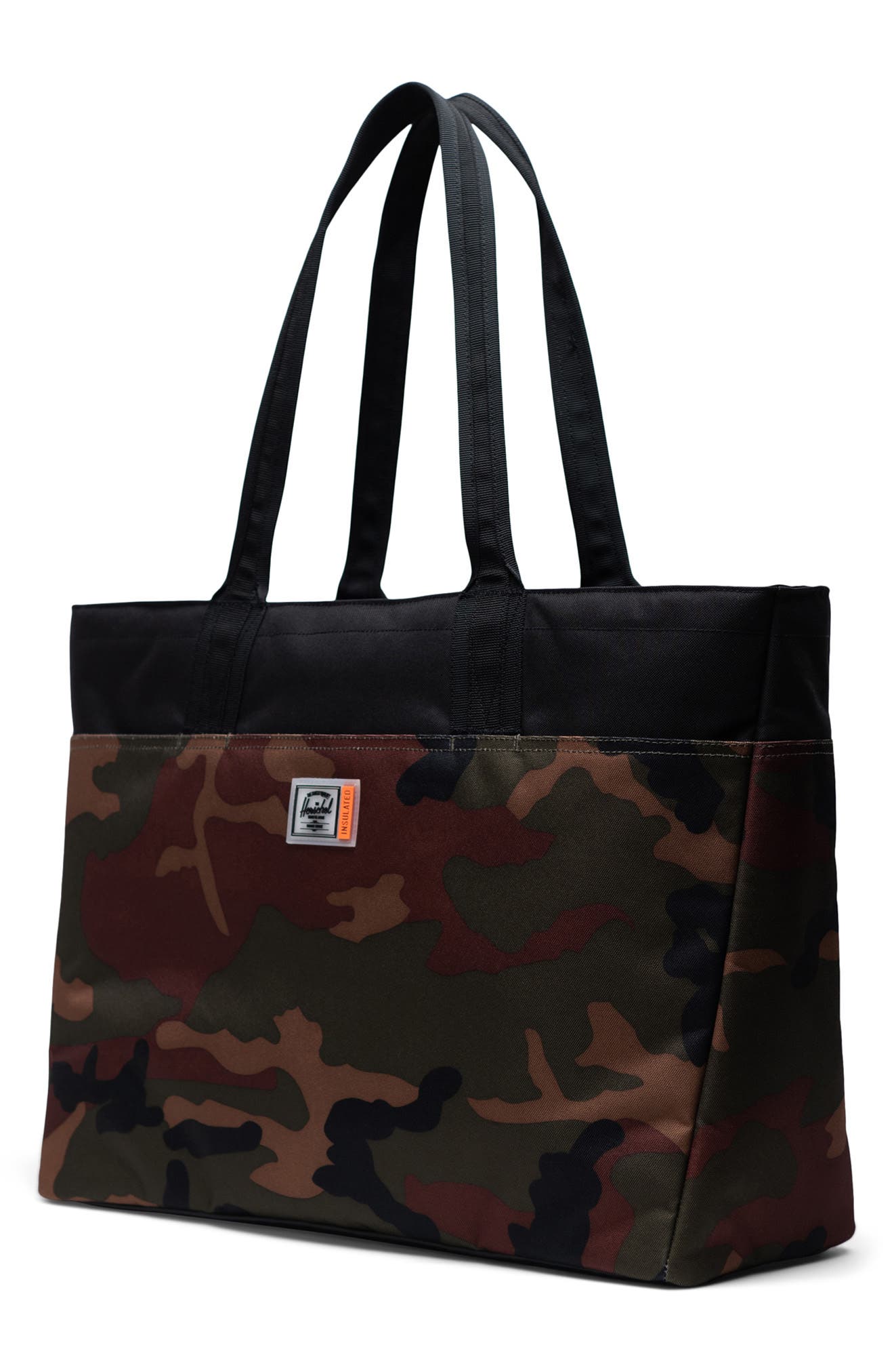 Alexander Insulated Recycled Polyester Zip Tote and Bottle Holder, Alternate, color, WOODLAND CAMO