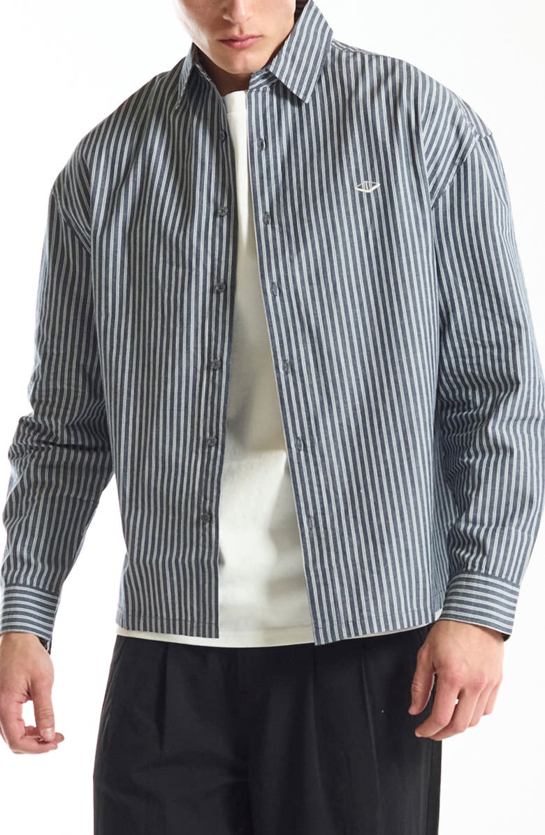 VOUSETI Off Court Boxy Fit Stripe Cotton Button-Up Shirt, Alternate, color, 