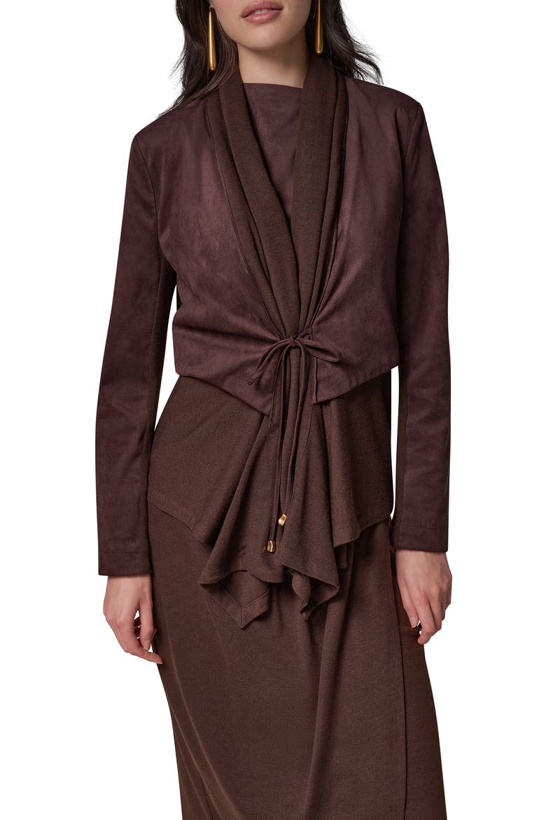 Mixed Media Faux Suede Jacket, Main, color, ESPRESSO
