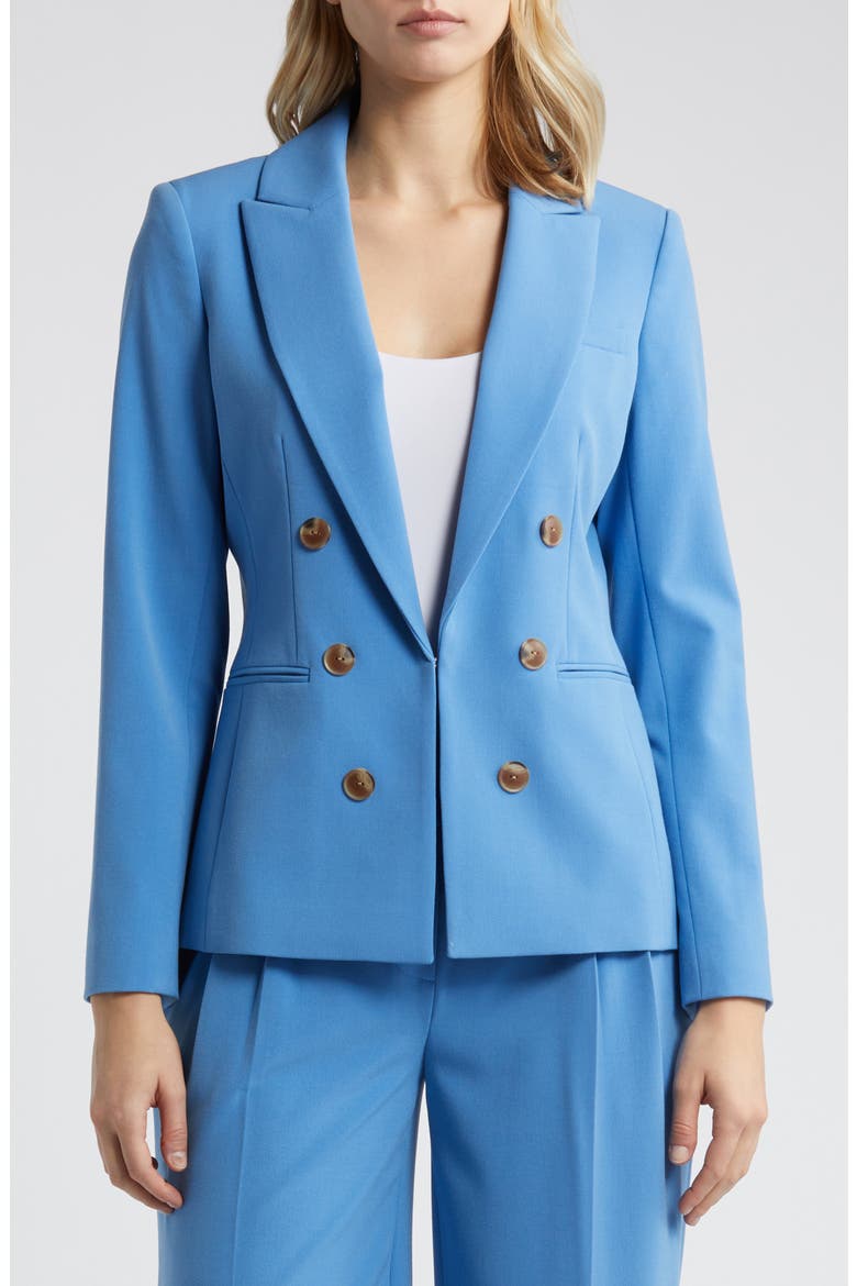 Faux Double Breasted Blazer, Alternate, color, SUMMER SKY