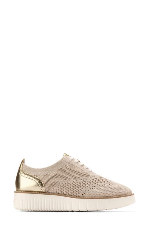 Cole Haan Grand City Platform Oxford In Rye/gold Metallic Knit/ivory