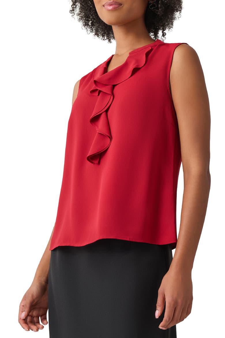 Sleeveless Ruffle Neck Top, Alternate, color, FIRE RED