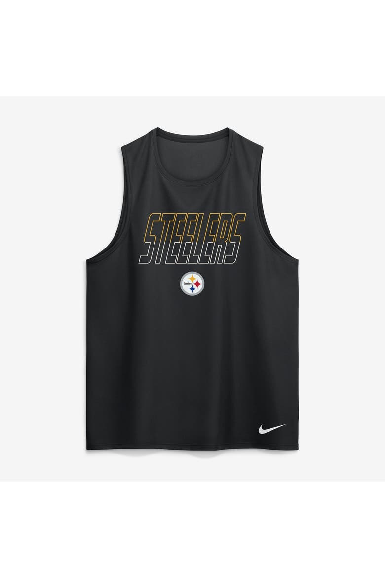 Men's Nike Black Pittsburgh Steelers Kickoff Miler Dri-FIT Tank​ Top, Alternate, color, Black