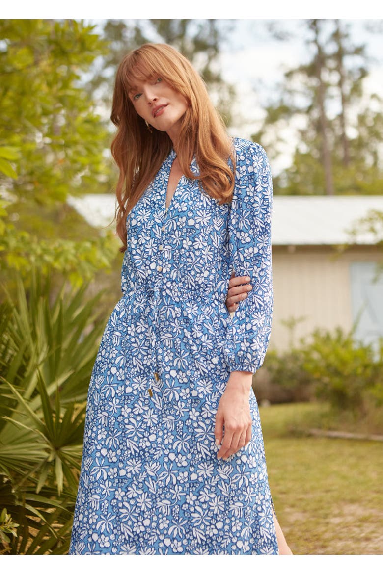 Button Down Maxi Dress, Alternate, color, Tahoe