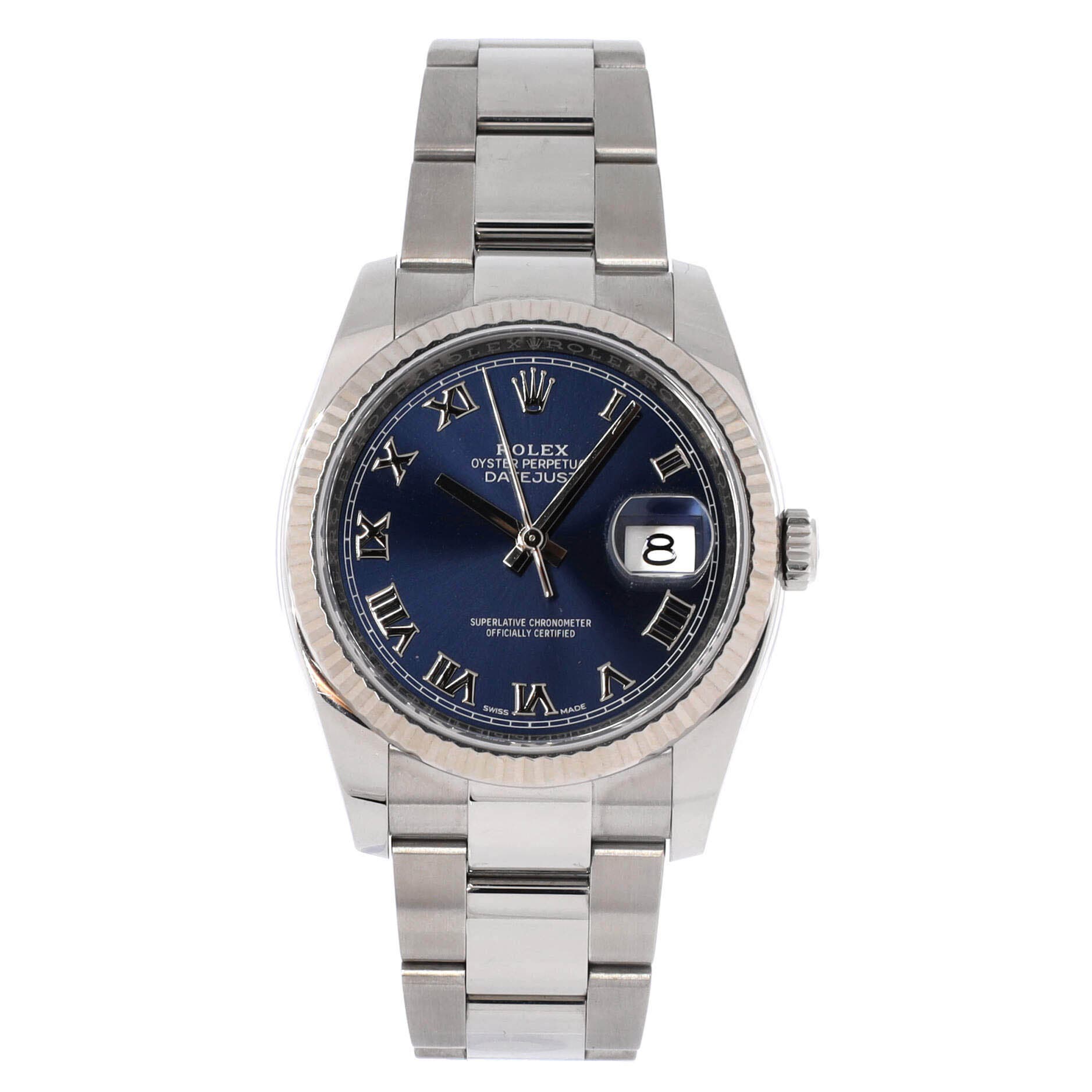 Oyster Perpetual Datejust Automatic Watch Stainless Steel and White Gold 36, Main, color, Metallic Silver