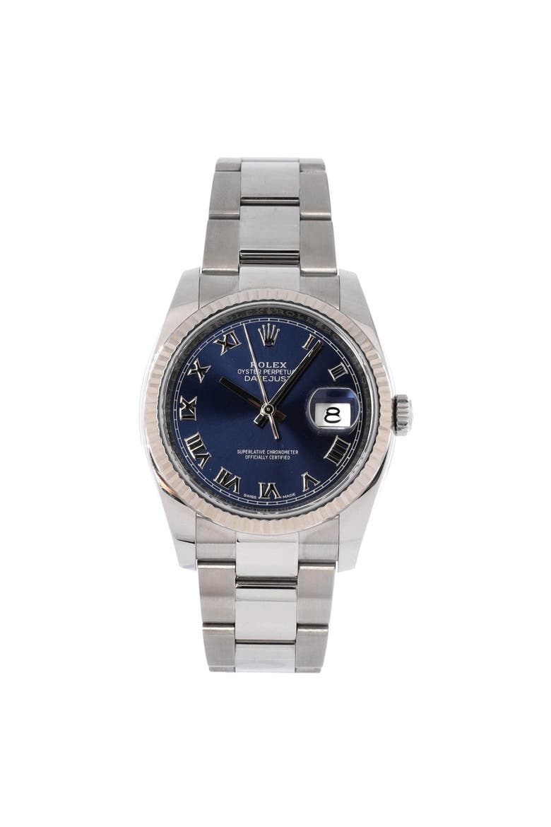 Oyster Perpetual Datejust Automatic Watch Stainless Steel and White Gold 36, Main, color, Metallic Silver