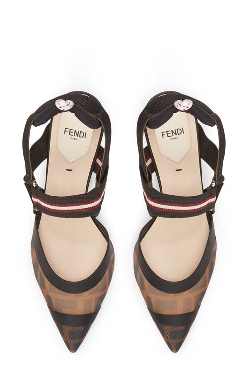 Fendi Slingback Brown Nylon Sandals
