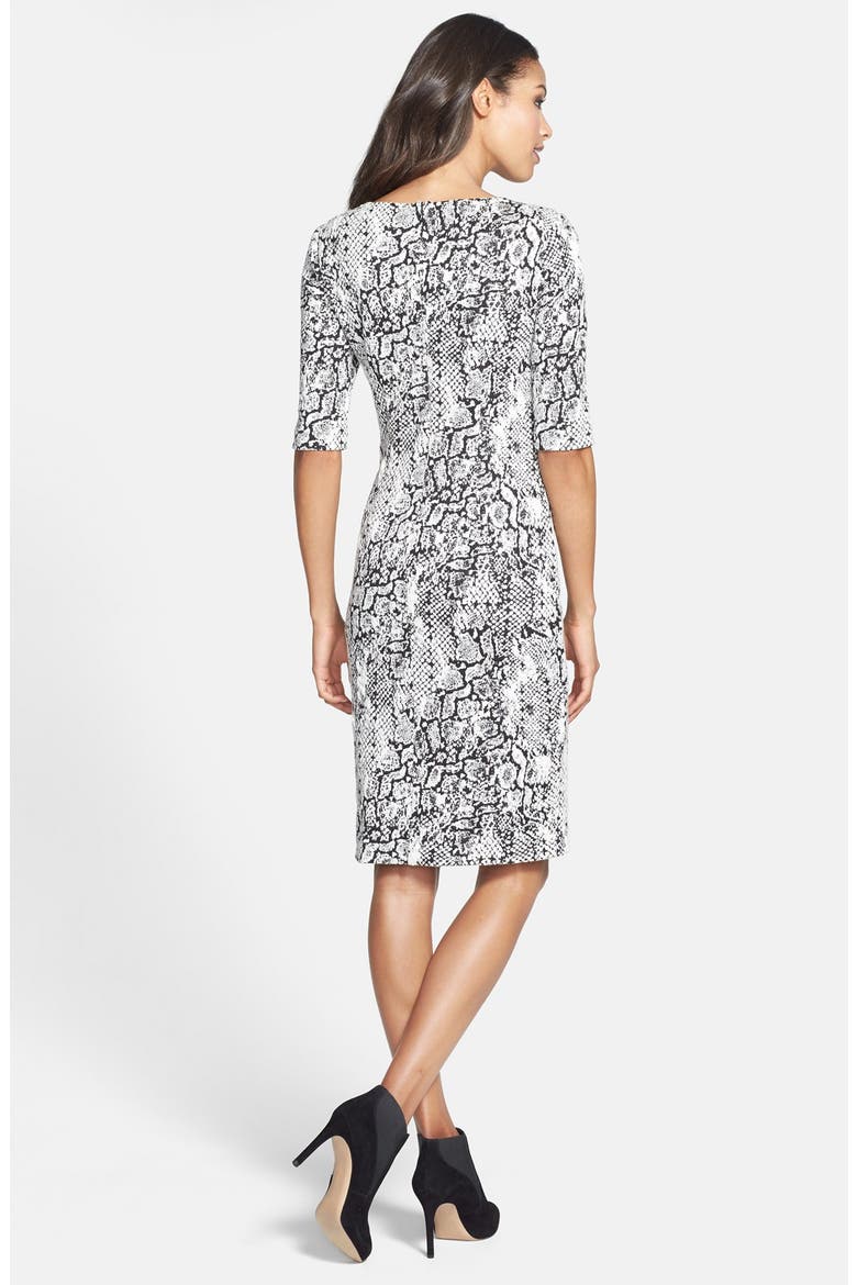 Jacquard Knit Sheath Dress, Alternate, color, IVORY/ BLACK